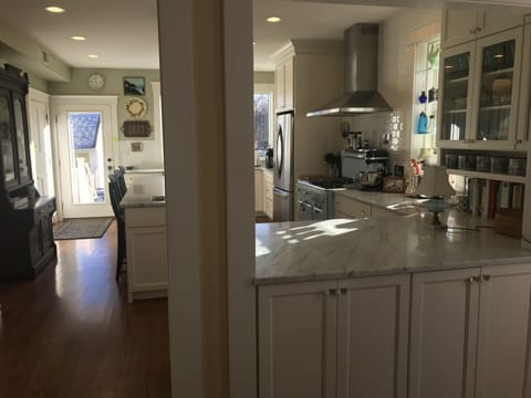 kitchen opens to dining room for great flow