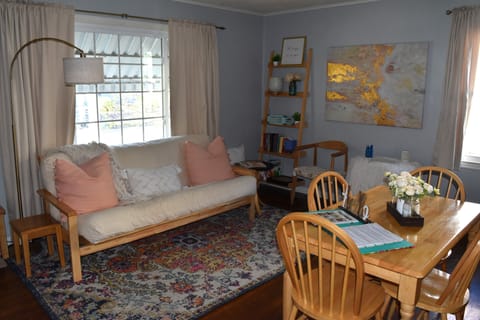 Full size futon for sleeping on first floor
