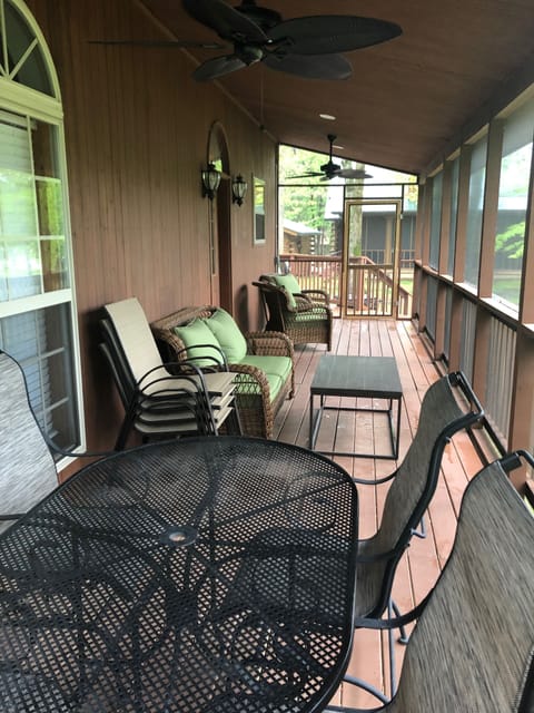 Large screened in porch. Lots of seating