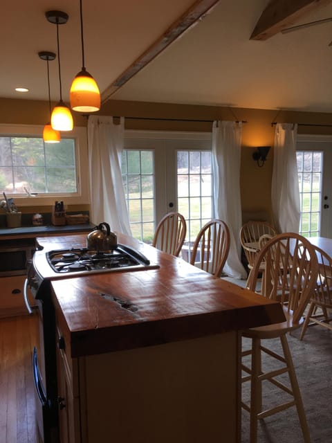 Native pine slab kitchen bar