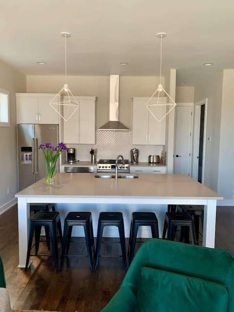 The kitchen has professional series appliances and is fully stocked with pots and pans and plenty of cookware