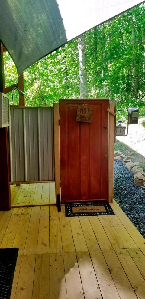 Private outdoor shower with hot/cold water