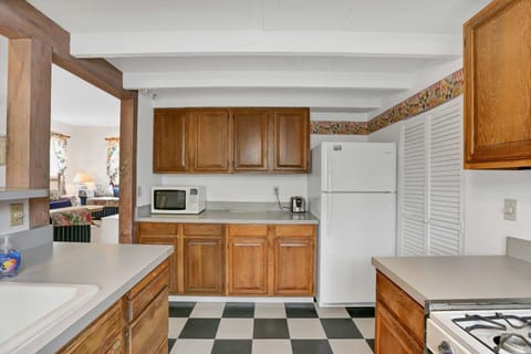 The kitchen is simple, but has all the items you need for a comfortable stay.