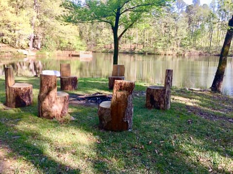 Log chairs and the fire put any night more fun (weather permitting)