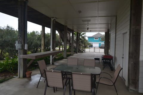 Downstairs area with lots of seating that overlooks the adjoining lot.