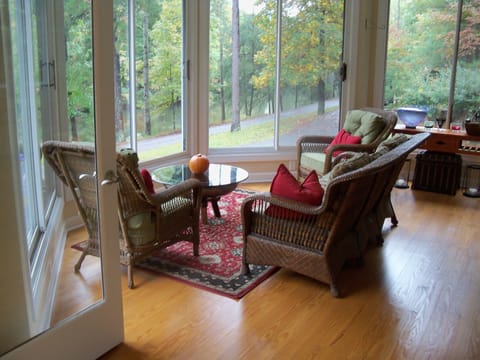 Sun Room overlooking the waterfall and pond