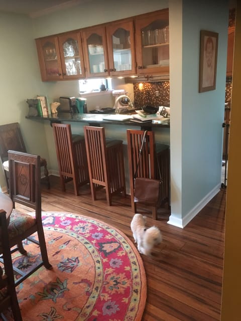 Bar with kitchen view