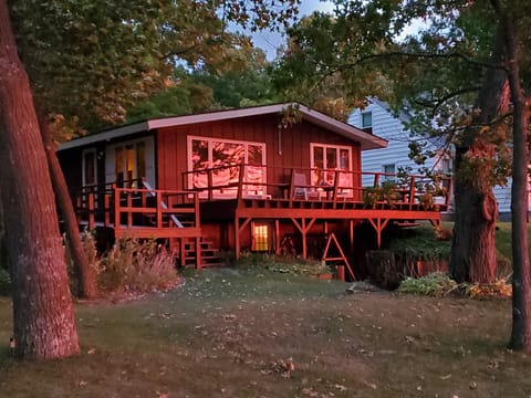 House from lakeside at sunset