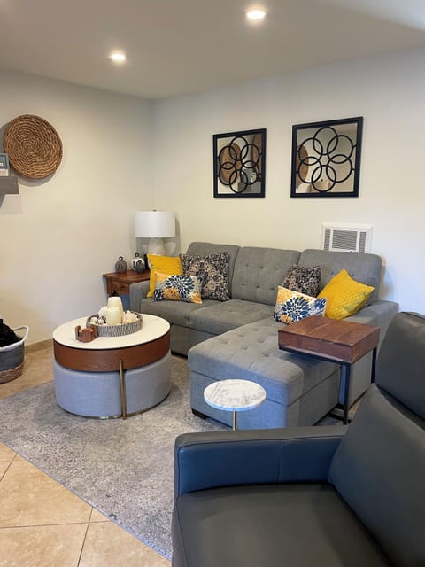 Living room Couch with pull out bed and chaise