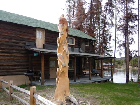 Front view with sculpture.