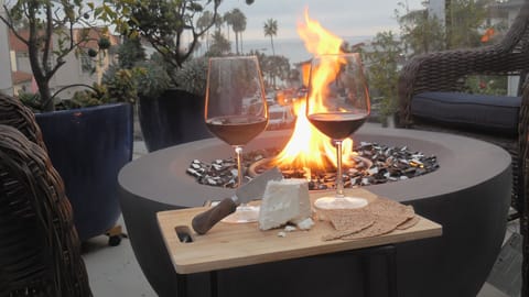 Private ocean view deck with fireplace