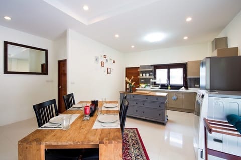 Dining Area & Modern Western Kitchen with cooking board