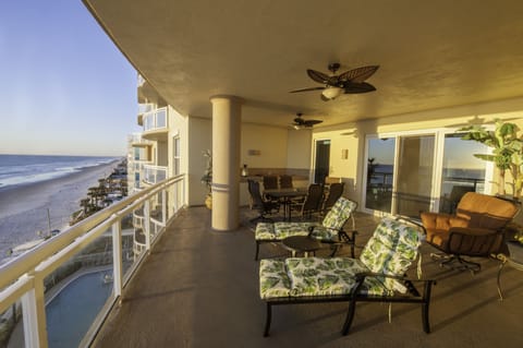 Oceanfront Balcony with Kenyon grill and dining for six.