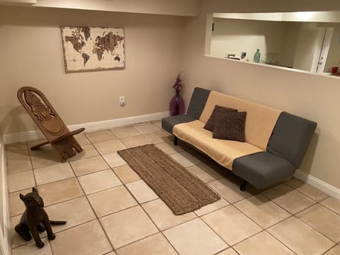 Living room with sofa bed.