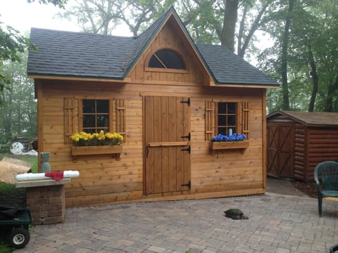 Garden shed and visitor