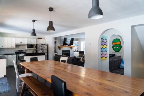 We can host a massive group in our wide open kitchen/dining and living room!