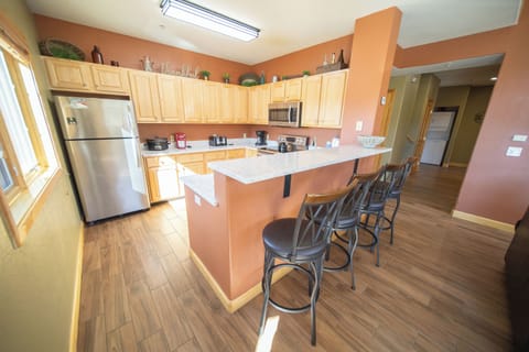 Convenient bar stool seating at kitchen counter
