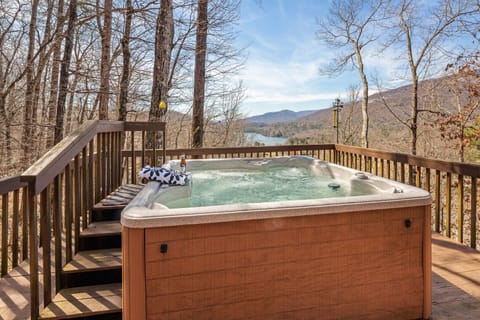 Even the hot tub has views of Lake Lure