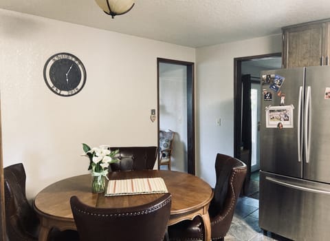Kitchen with large fridge