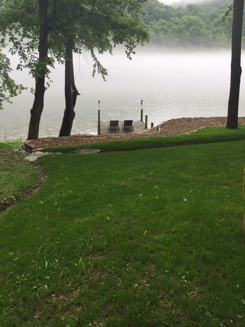 The dock with fog on the River