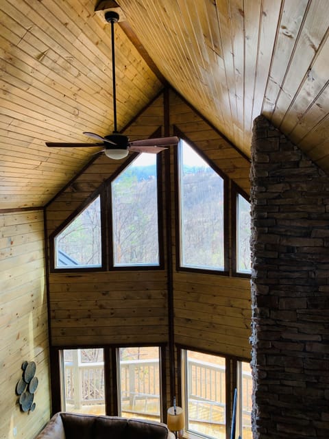 View of great room from upstairs loft.