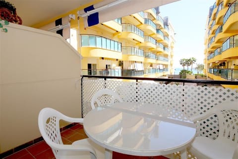 Private terrace with outdoor dining area for four guests and sea views