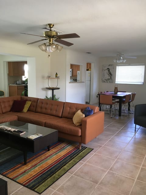 Living room and dining area.