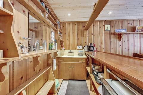 Galley-style kitchen...
