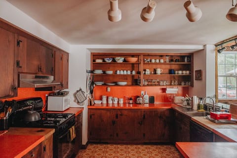 Kitchen -- well-stocked for fun cooking