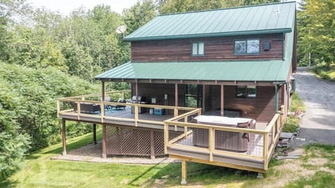 Wrap around deck with hot tub