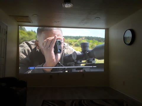 Media Room image from Sony High Definition Projector displaying 150 inch size.