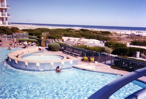 Main pool - a new waterfall is being built over the round baby pool w/seating.