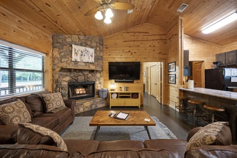 Real wood burning fireplace!