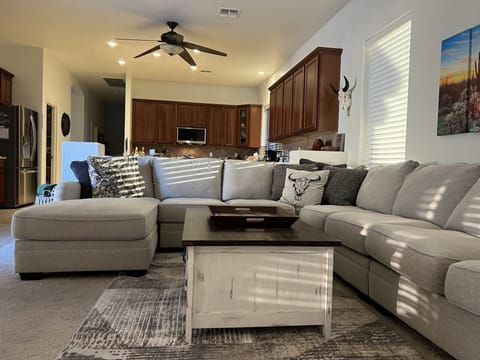 Spacious family room right off the kitchen.