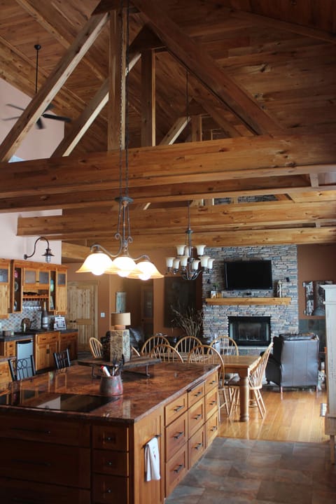 View from the kitchen to the family room.