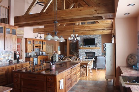 View from the kitchen to the living room.