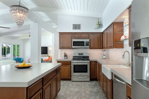 Stainless steel appliances with 6-burner gas range, farmer's sink and much more 