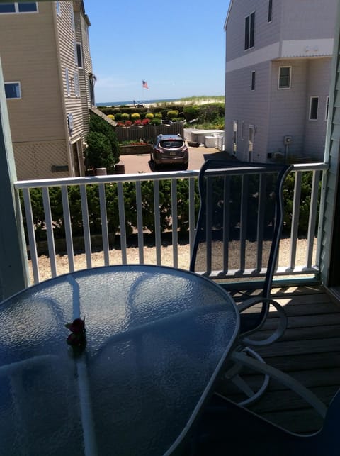 view from deck, table seats 6 plus a wooden table seats 6