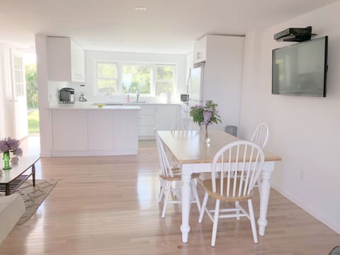Kitchen, living, dining