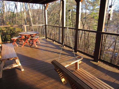 Private back deck overlooking Downtown Banner Elk