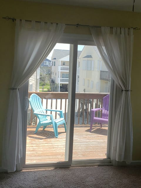 Back deck off of the living area and sunroom.