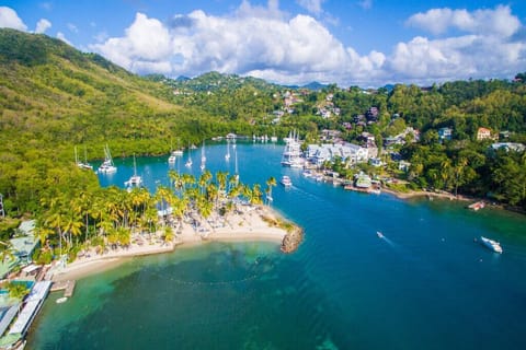 Beautiful Aerial view of Marigot Bay