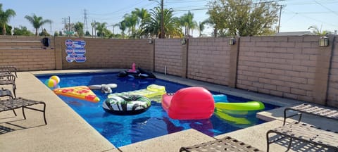 10 lounge chairs, 5 patio dining tables and  17 dining chairs