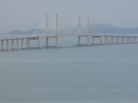 Panoramic bridge and sea view from balcony