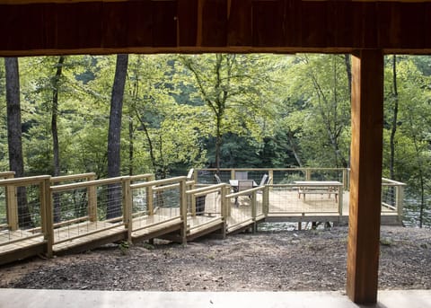 deck leading to river