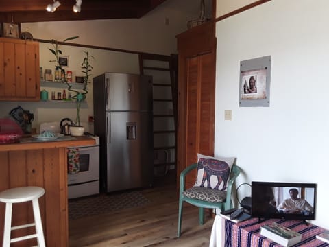 a view of the ladder to the loft