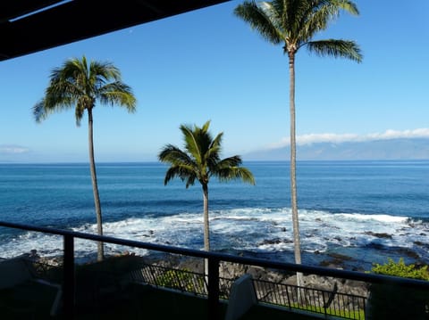 Breathtaking view from our lanai facing Molaki. Note the crashing waves.