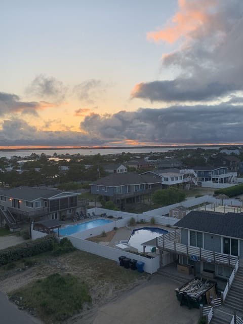 Even with the clouds you still see a gorgeous sunset view from the balcony.