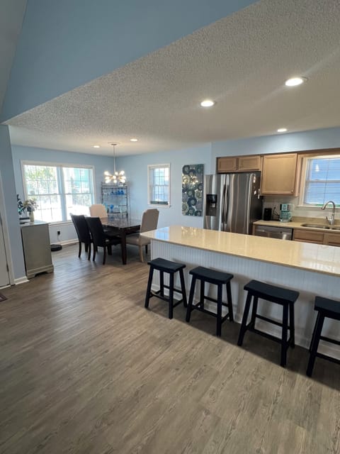 Contemporary kitchen with ocean view