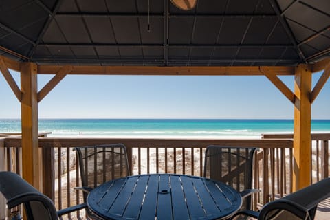 Gazebo on the deck - enjoy the beach view rain or shine.